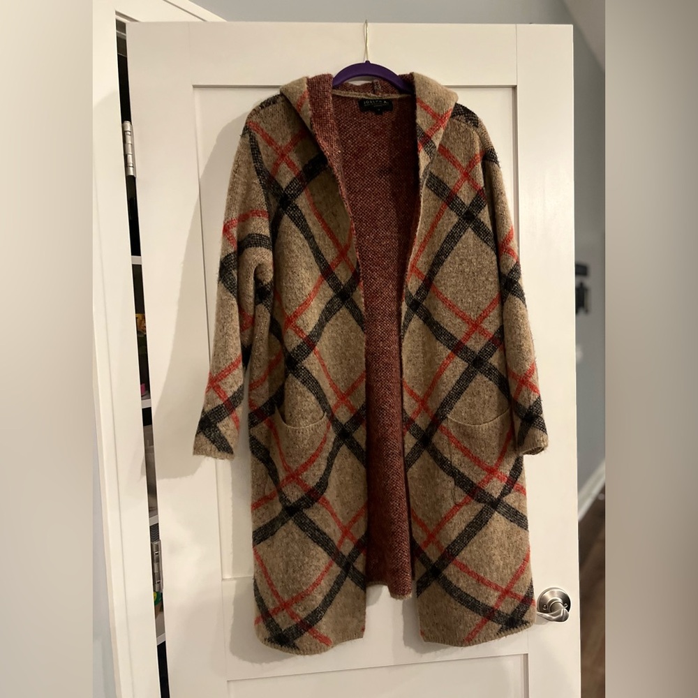 Plaid Sweater Coat 1X